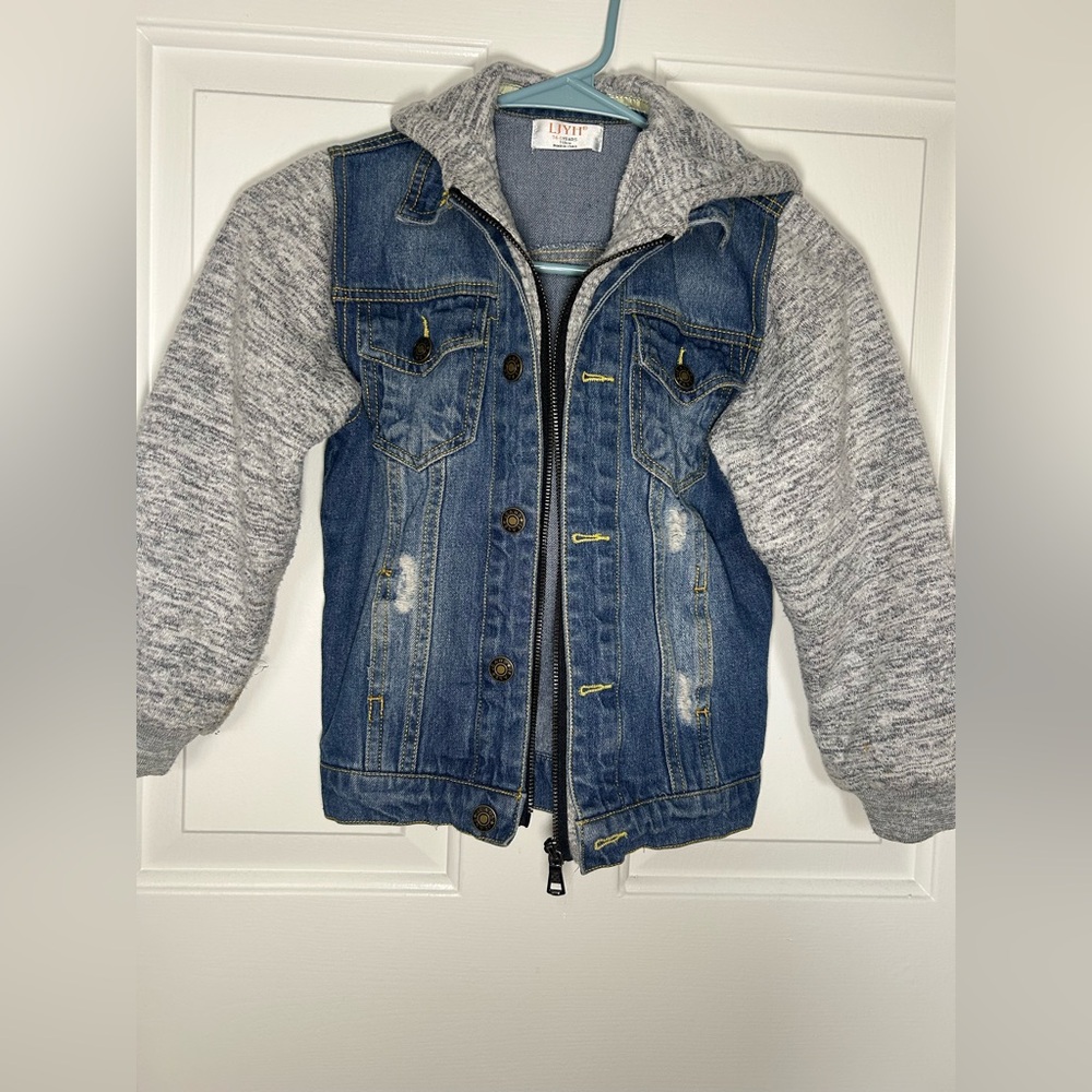 Denim Jacket with Gray Sleeves